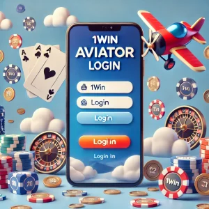 DALL E 2024 10 04 03.26.22 An image for a 1win Aviator Login article featuring a smartphone displaying the 1win app with the Aviator game login screen. The background includes