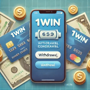 DALL E 2024 10 04 04.49.15 An image for a 1win Withdrawal article featuring a smartphone displaying the 1win app with a withdrawal confirmation screen. The background includes